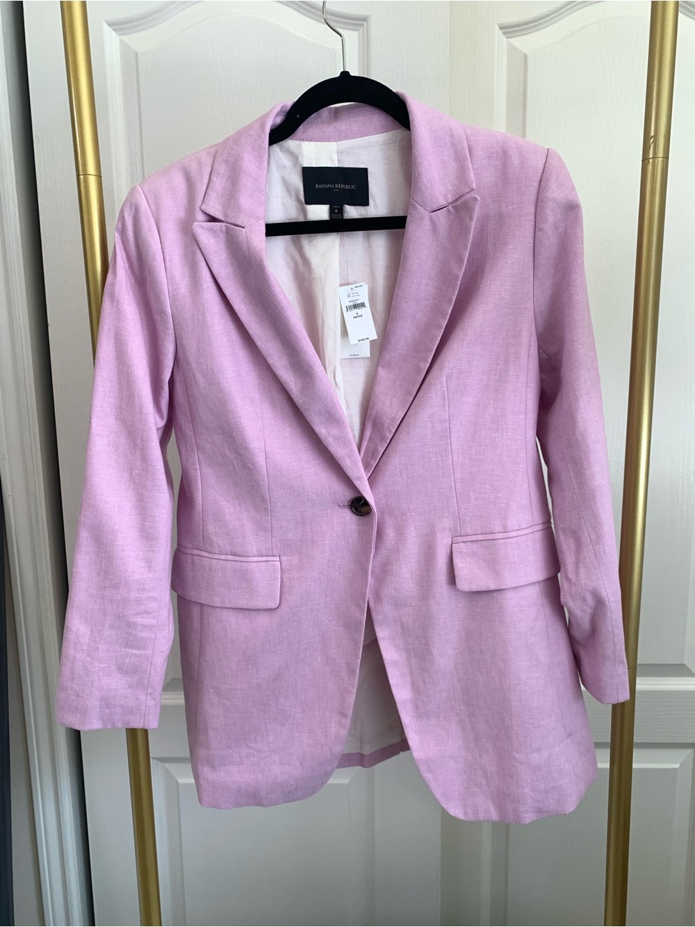 Banana Republic Factory Lavender Linen-Blend Long Blazer - P8